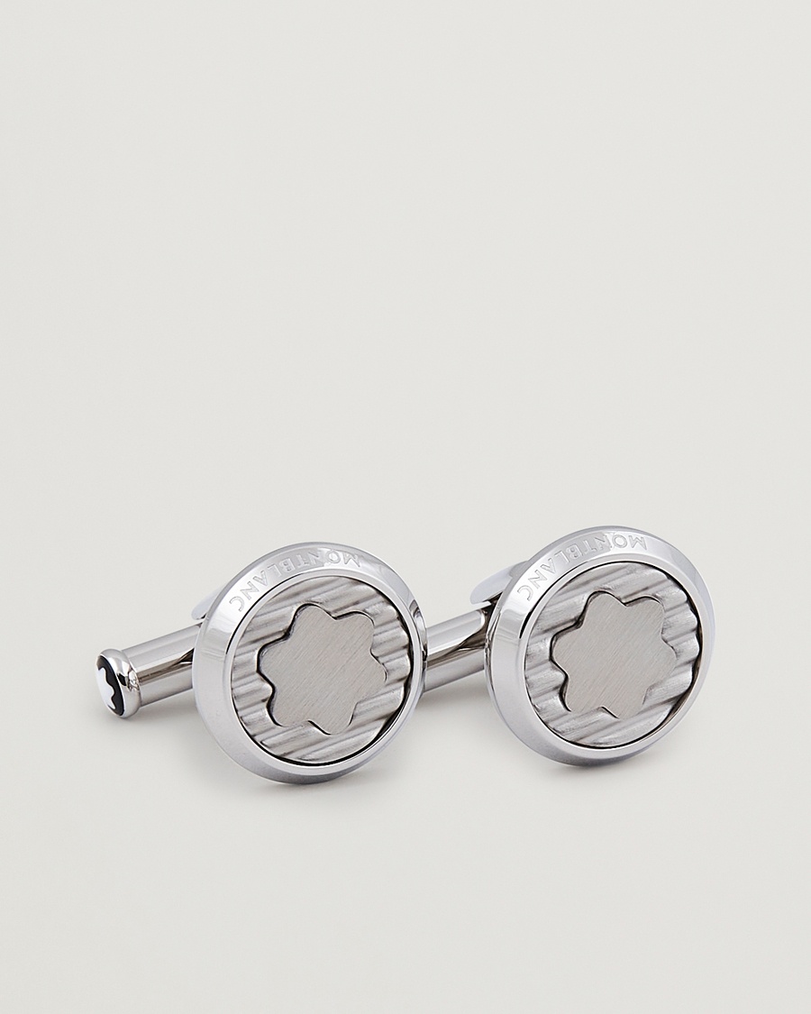 Montblanc Steel Cufflinks Corrugated Emblem – Silber