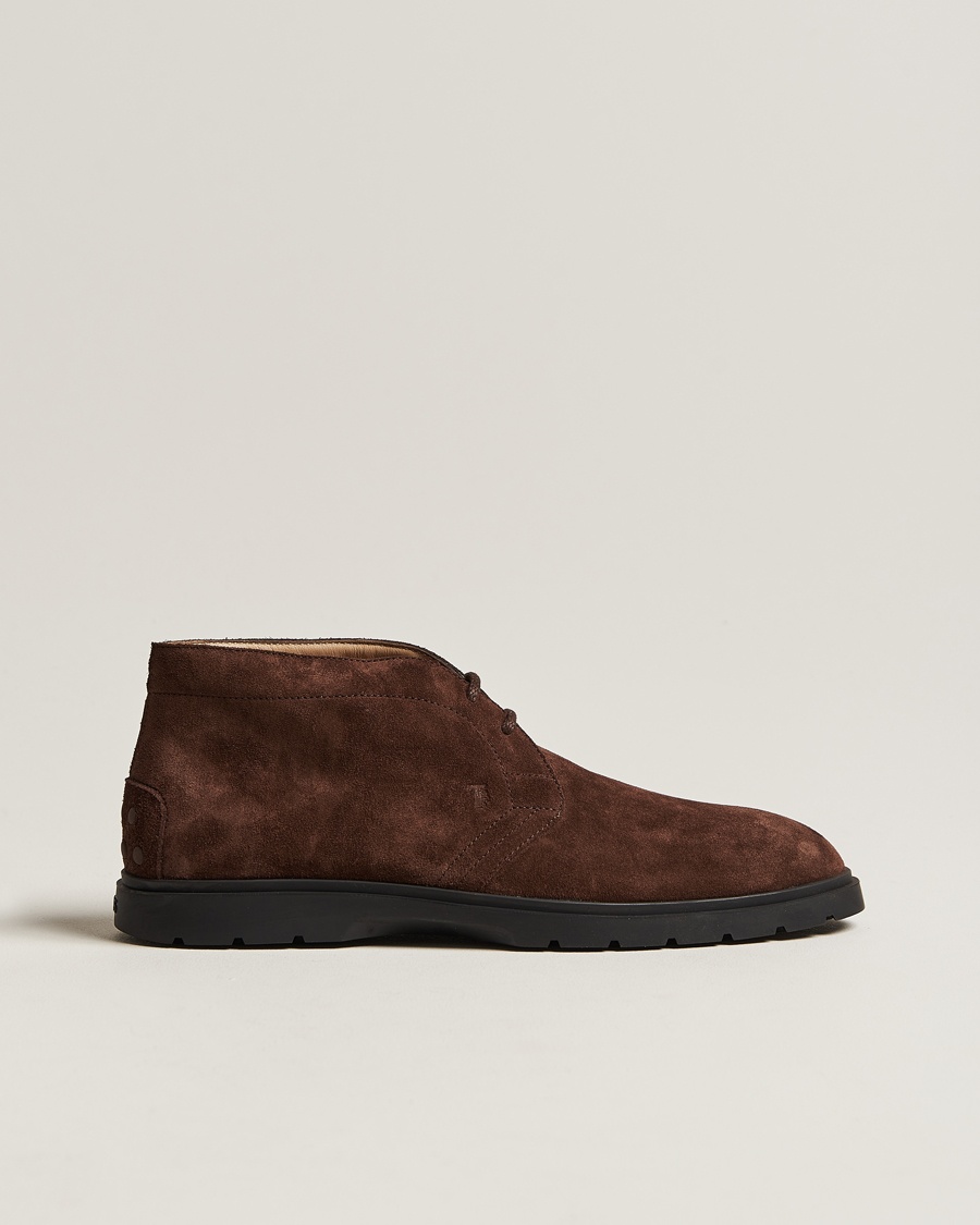 Tod's Polacco Chukka Boots Dark Brown Suede – Beige