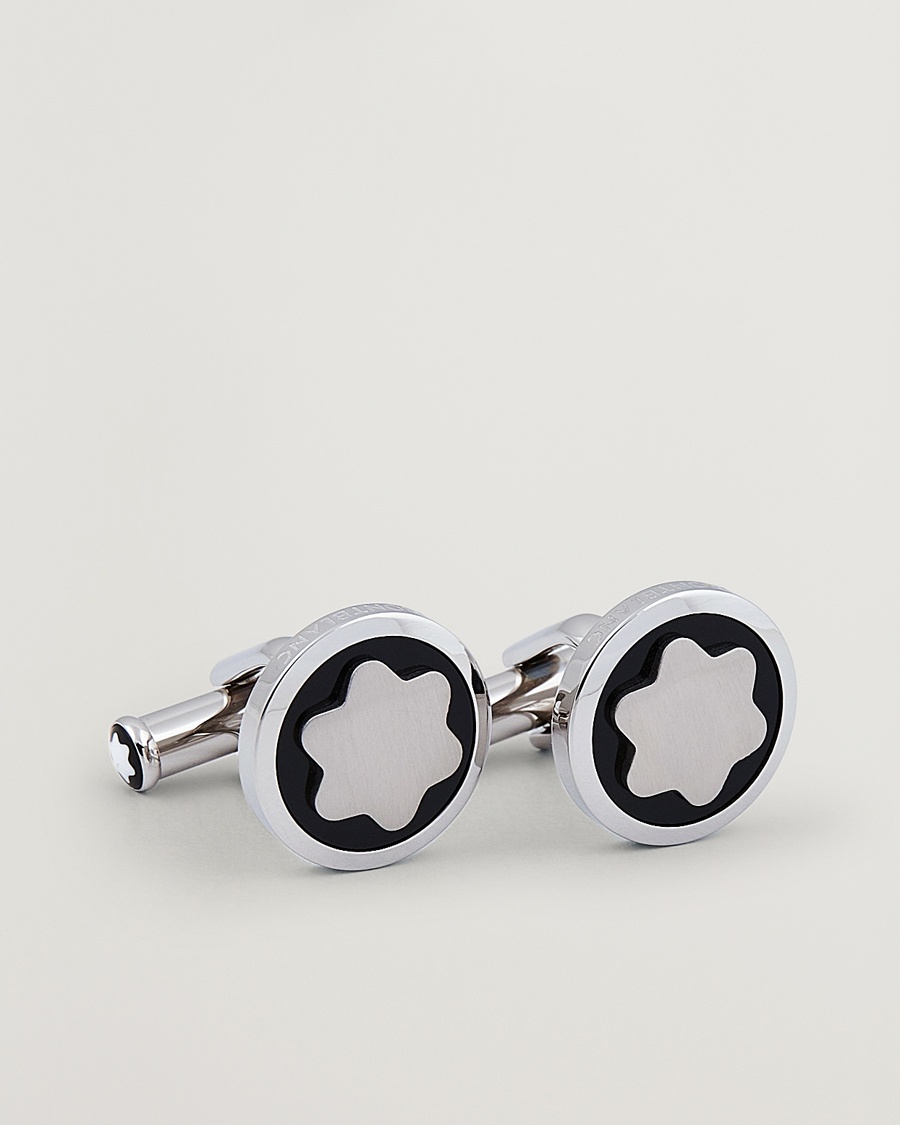 Montblanc Cufflinks Steel Snowcap Onyx – Silber