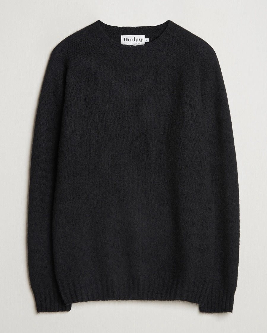 Harley Of Scotland Brushed Supersoft Lambswool Crewneck Black – Schwarz