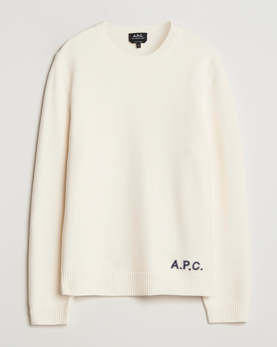 A.P.C. Edward Wool Knitted Sweater Ecru – Weiß