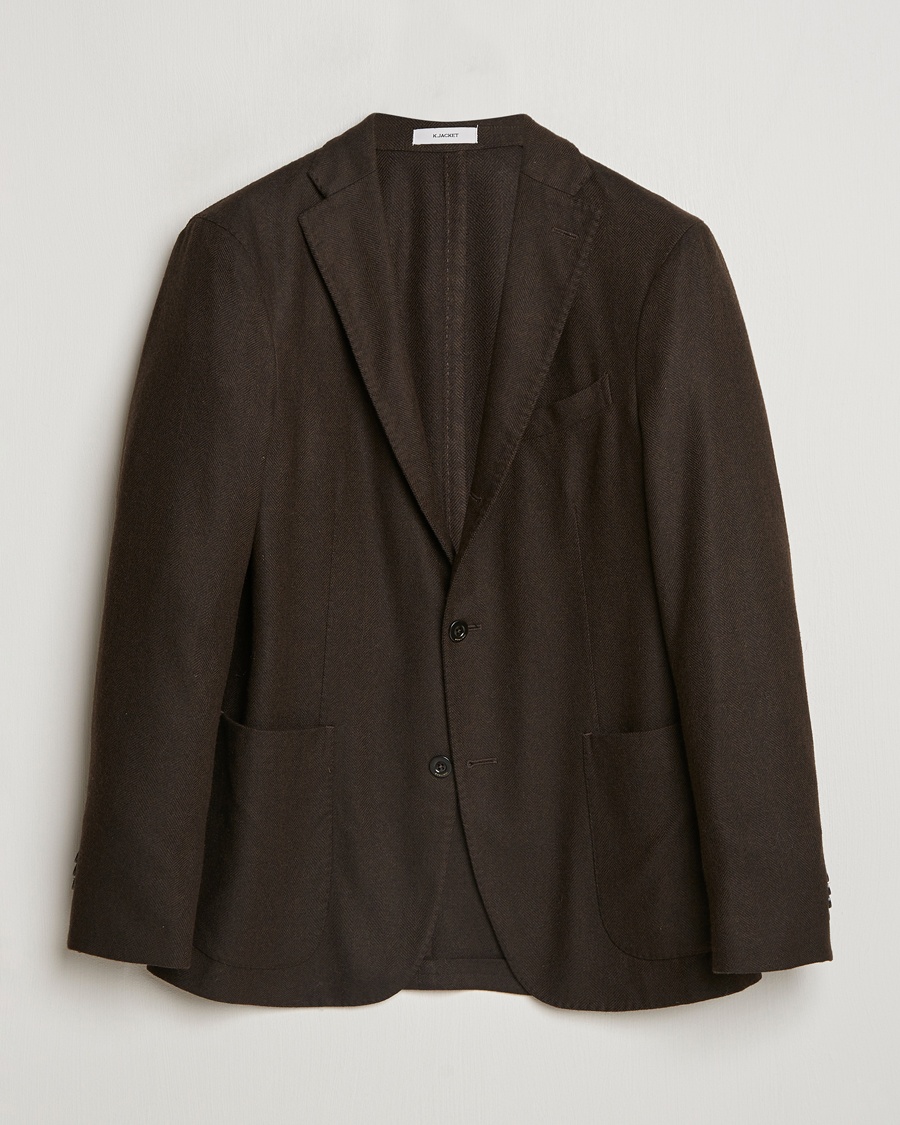Boglioli K Jacket Wool Herringbone Blazer Dark Brown – Braun