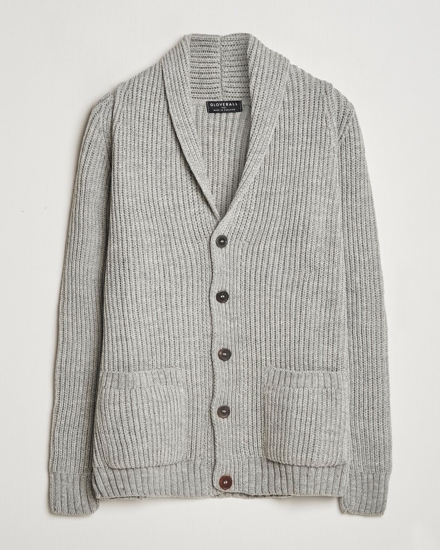 Gloverall Shawl Collar Cardigan Light Grey – Grau