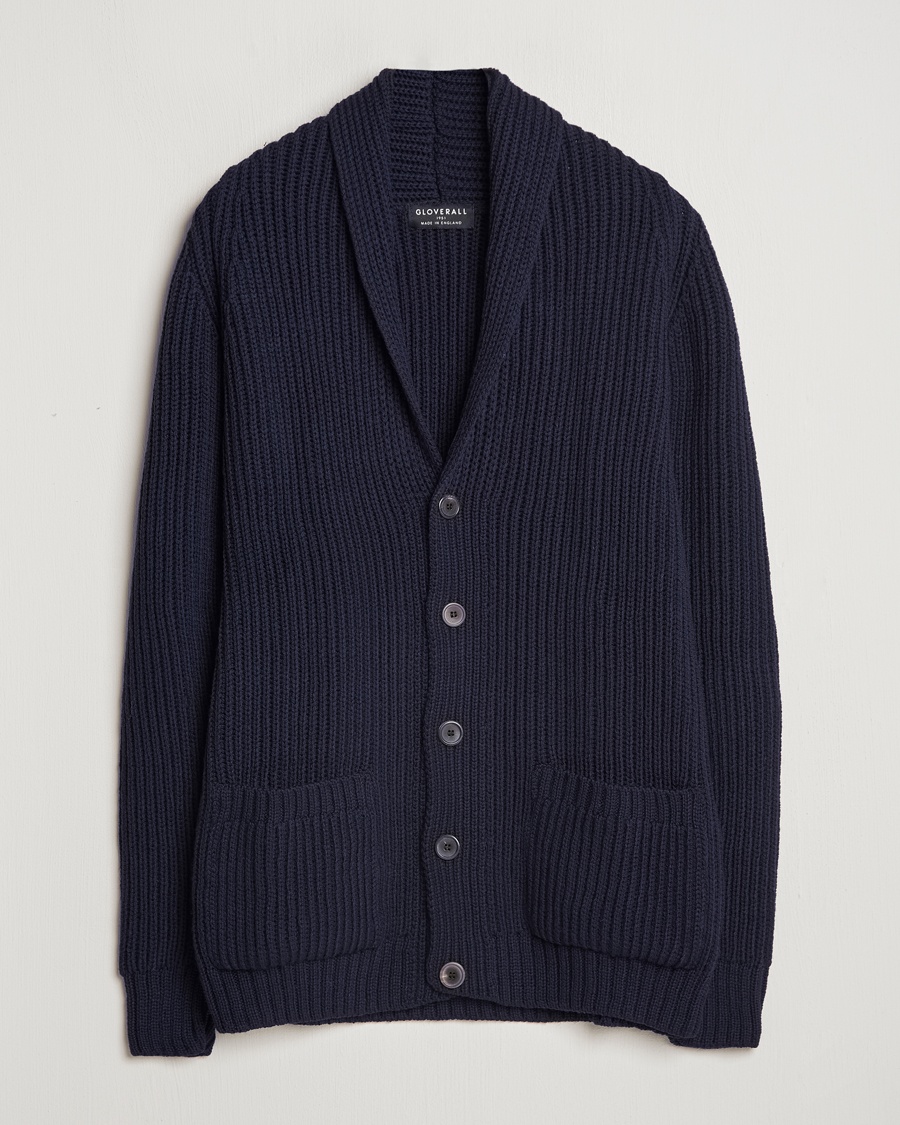 Gloverall Shawl Collar Cardigan Navy – Blau