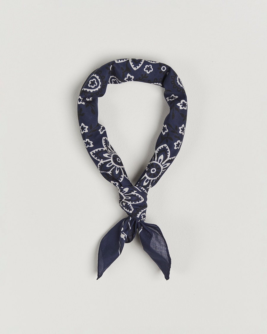 Drake's Classic Paisley Bandana Navy – Blau