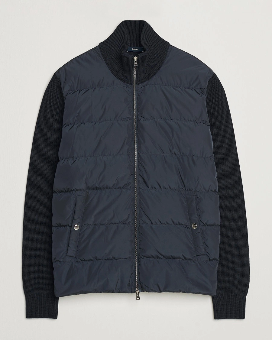 Herno Knitted Hybrid Jacket Navy – Blau
