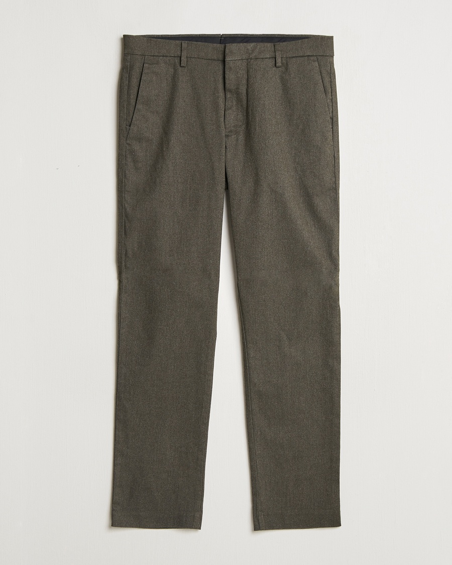 NN07 Theo Brushed Cotton Trousers Dark Army – Grün
