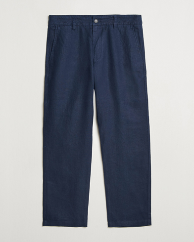 NN07 Aden Regular Fit Linen Chinos Navy Blue – Blau