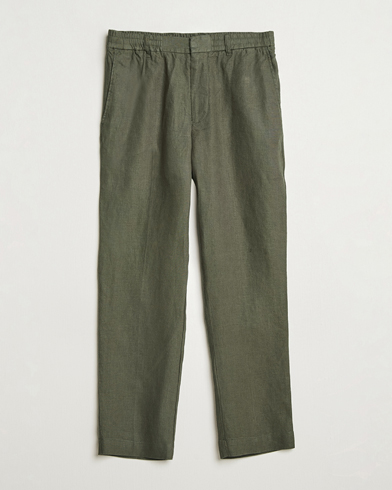 NN07 Billie Linen Drawstring Trousers Croc Green – Grün