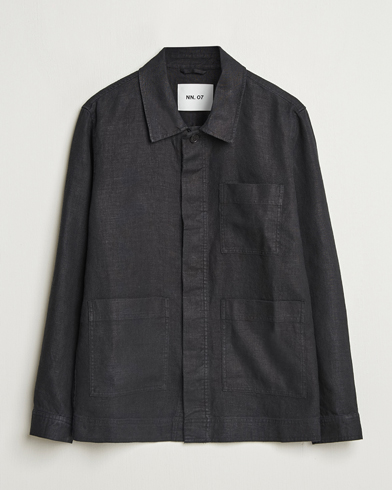 NN07 Olav Linen Overshirt Black – Schwarz