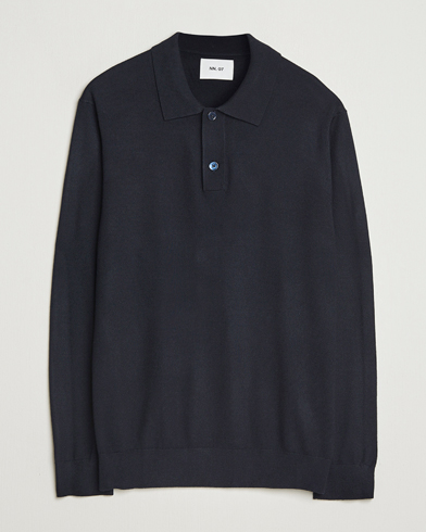 NN07 Serge Wool Knitted Polo Deep Navy – Blau