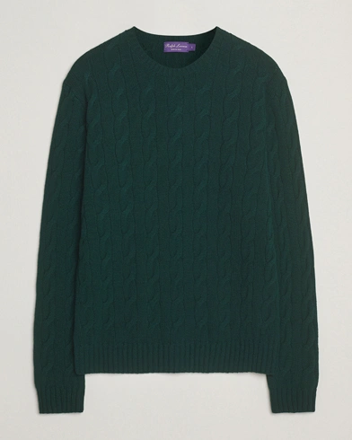 Ralph Lauren Purple Label Cashmere Cable Sweater Moss Agate – Grün
