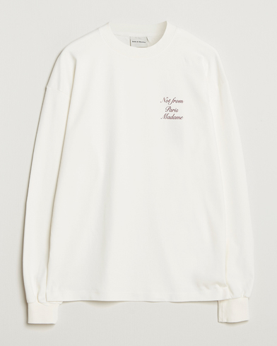 Drôle de Monsieur Slogan Calligraphy Long Sleeve T-shirt Off White – Weiß