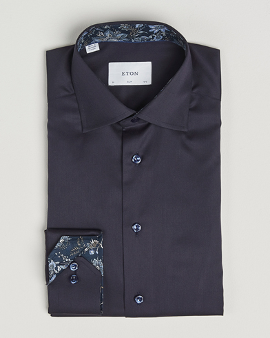 Eton Slim Fit Signature Twill Contrast Shirt Navy – Blau