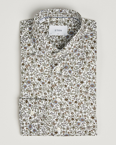 Eton Slim Fit Signature Twill Floral Print Shirt White – Grün