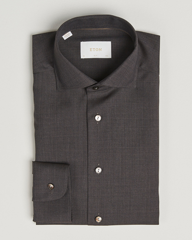 Eton Slim Fit Merino Shirt Dark Brown – Braun