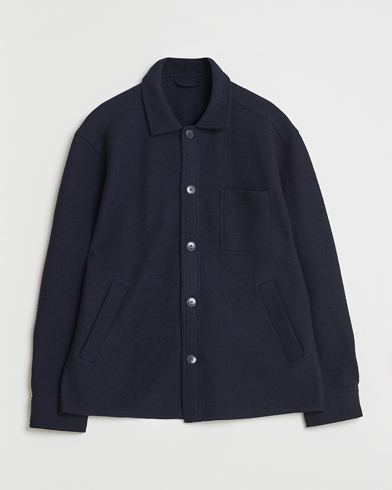 Eton Boiled Wool Overshirt Navy – Blau
