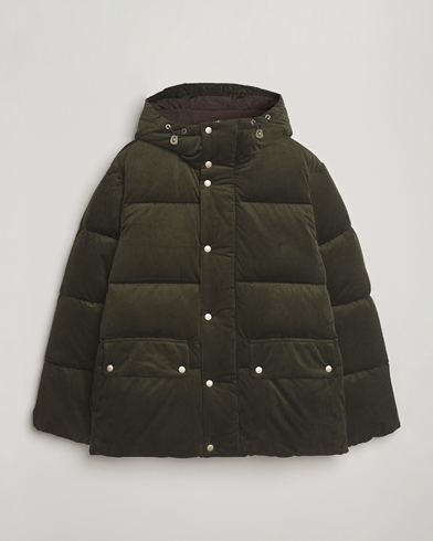 GANT Corduroy Down Hooded Puffer Jacket Green Lagoon – Grün