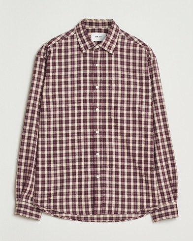 NN07 Deon Flannel Checked Shirt Wine Red – Rot