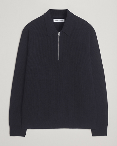 Samsøe Samsøe Isak Knitted Half Zip Polo Salute Navy – Blau