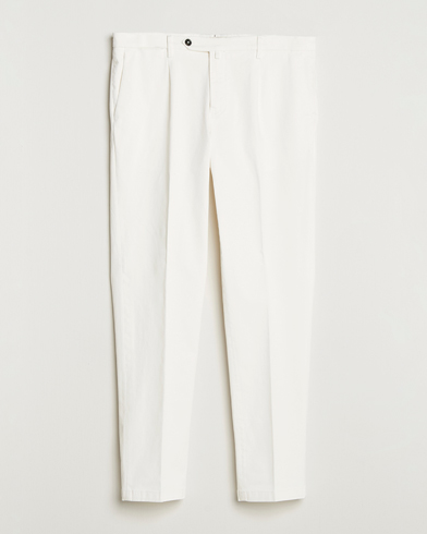 Briglia 1949 Easy Fit Pleated Cotton Stretch Chino Off White – Weiß