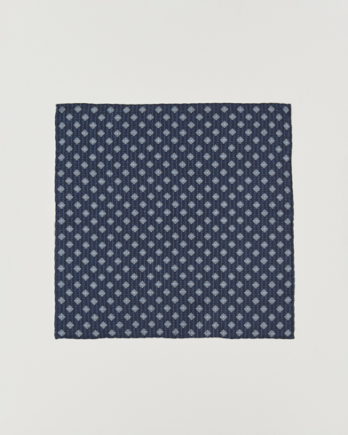 Brunello Cucinelli Printed Silk Pocket Square Navy – Blau