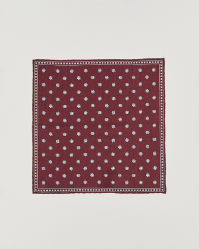 Brunello Cucinelli Printed Silk Pocket Square Burgundy – Rot