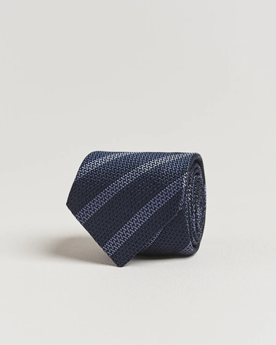 Brunello Cucinelli Regimental Stripe Silk Tie Navy – Blau