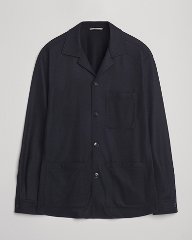 Canali Wool Shirt Jacket Navy – Blau