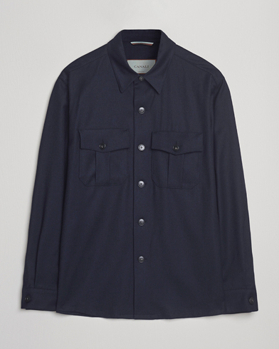 Canali Flannel Overshirts Navy – Blau