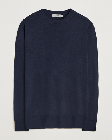 Canali Merino Wool Crew Neck Navy – Blau