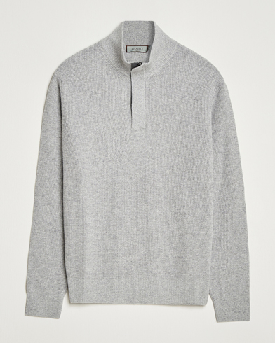 Canali Wool/Cashmere Half Zip Light Grey – Grau