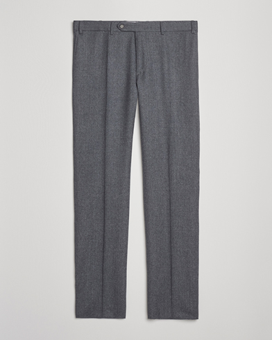 Canali Slim Fit Flannel Trousers Grey Melange – Grau