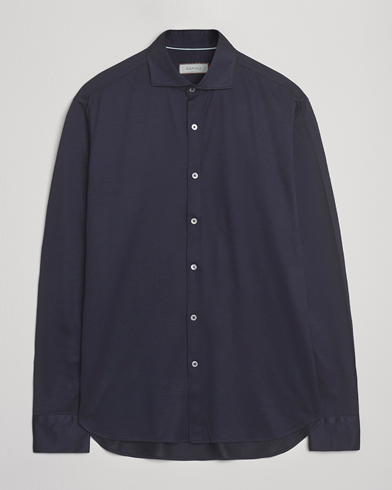 Canali Jersey Piquet Shirt Navy – Blau