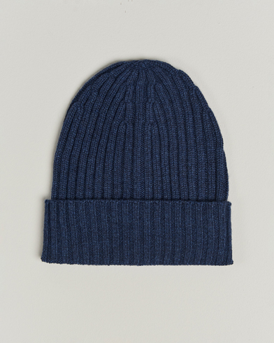 Piacenza Cashmere Ribbed Cashmere Beanie Dark Blue – Blau
