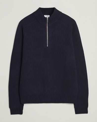 Filippa K Ribbed Wool Half Zip Navy – Blau