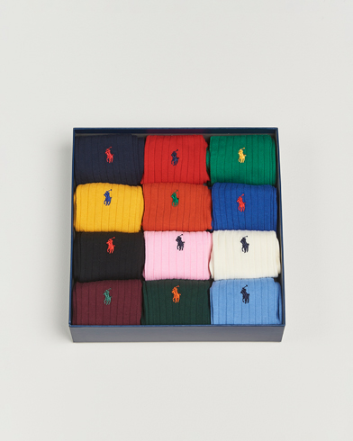 Polo Ralph Lauren 12-Pack Egyptian Rib Cotton Crew Socks Multicolor – Mehrfarbig