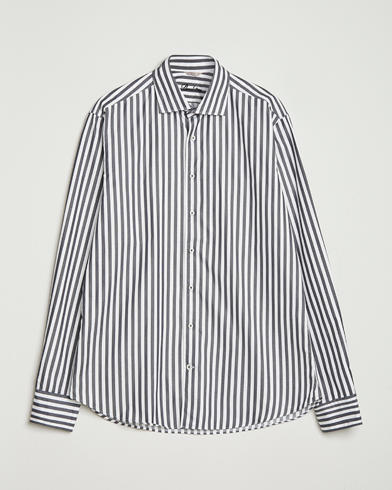 Stenströms Regular Fit Washed Large Stripe Shirt White/Black – Schwarz