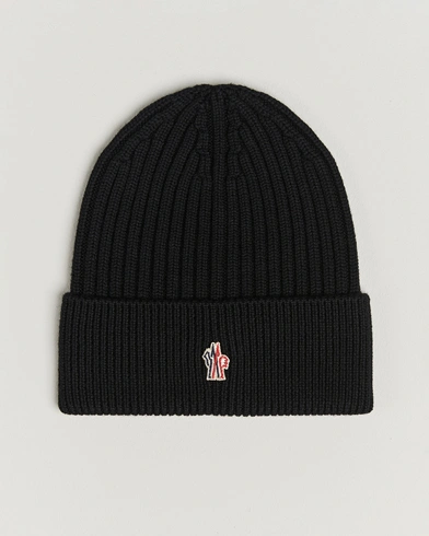 Moncler Grenoble Rib Wool Beanie Black – Schwarz