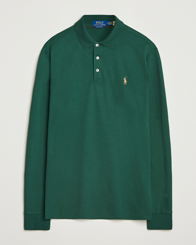 Polo Ralph Lauren Pima Cotton Custom Slim Fit LS Polo Vintage Pine – Grün