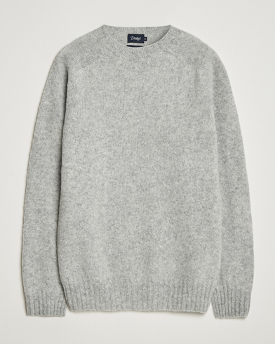 Drake's Brushed Shetland Crew Grey – Grau