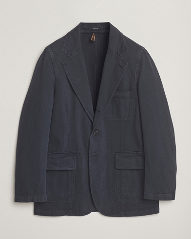 Drake's MKI Heavy Cotton Twill Blazer Navy – Blau