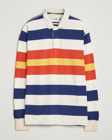 Drake's Striped Flame Rugby Shirt White/Navy/Red – Mehrfarbig