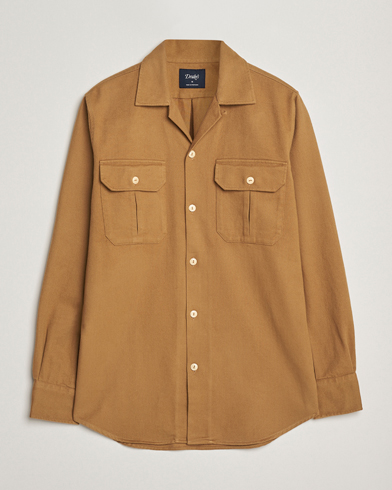 Drake's Brushed Twill Camp Collar Shirt Sand – Braun