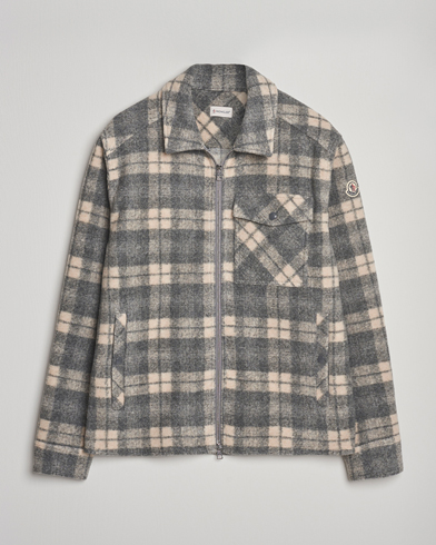 Moncler Wool Zip Overshirt Grey Check – Grau