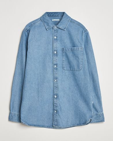 KnowledgeCotton Apparel Cotton Indigo Denim Shirt Light Blue – Blau