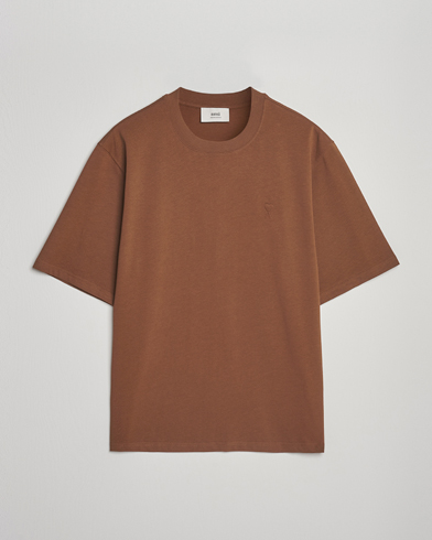 AMI Tonal Heart Logo T-Shirt Noisette – Braun