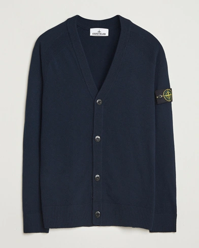 Stone Island Knitted Geelong Wool Cardigan Navy – Blau