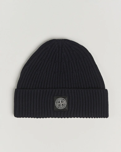 Stone Island Full Rib Wool Beanie Navy – Blau