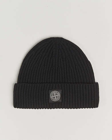 Stone Island Full Rib Wool Beanie Black – Schwarz